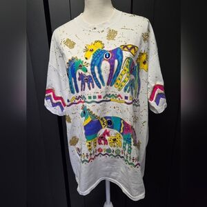 Vintage 1990s puffpaint multicolored gemstone funky graphic t-shirt
